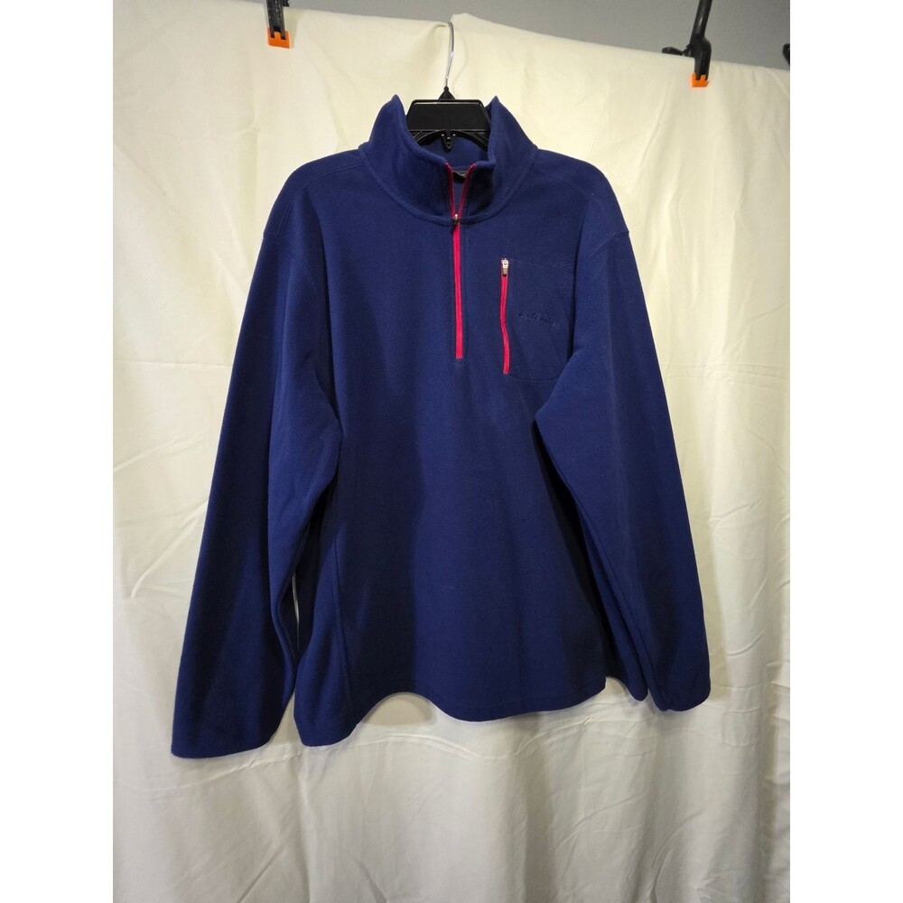 Eddie Bauer Navy Fleece Pullover 1/4 Zip XL Blue Chest Zip Pocket